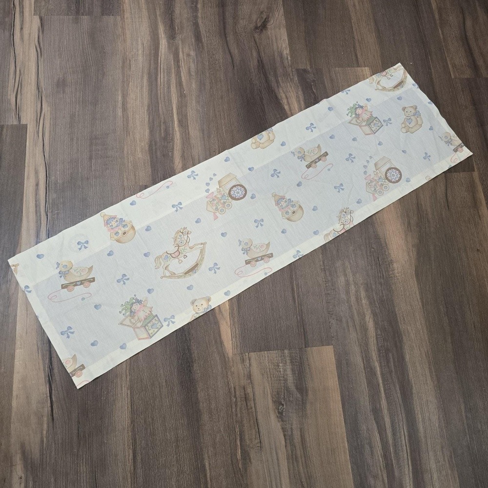 2 Rocking Horse Vtg Toys Nursery Baby Room Handmade Curtains Valance Cottagecore - Picture 8 of 8